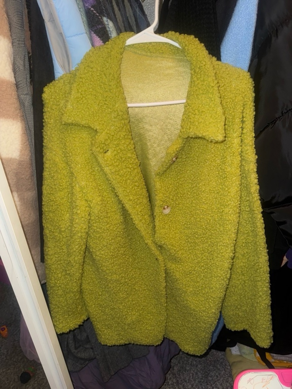 SHEIN Chartreuse Teddy Jacket